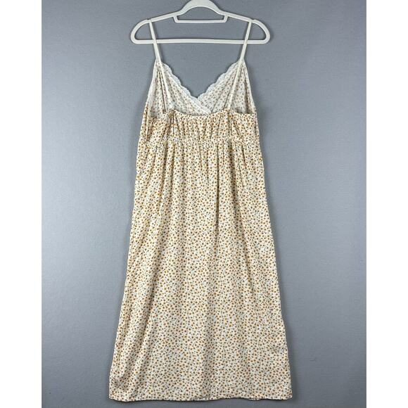 VTG 90s Y2K Babydoll Floral Maxi Dress Women XL Strappy Lace Trim Slip Fairycore - Picture 8 of 14